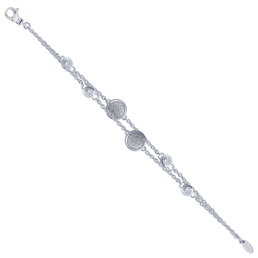 Sterling silver bracelet set with CZ, rhodium plated.