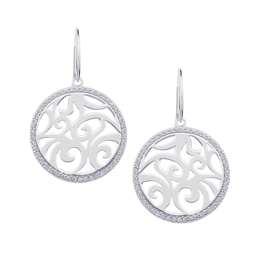 Sterling silver earrings set with CZ, rhodium plated.