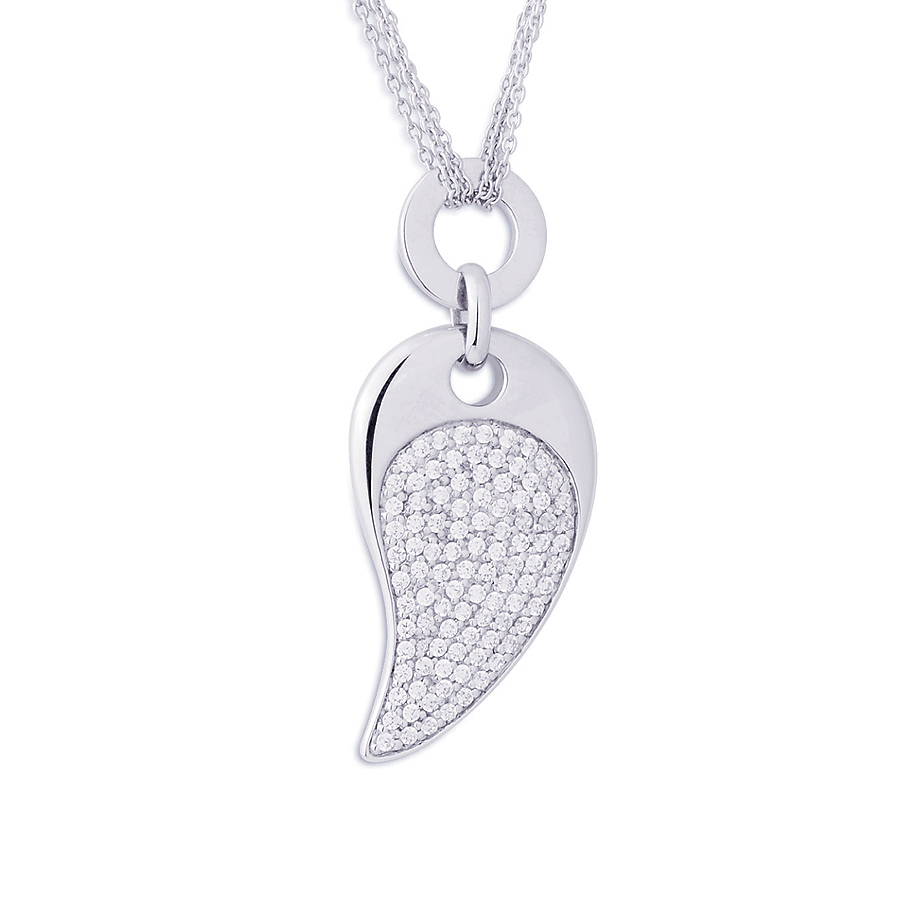 Sterling silver necklace with CZ, rhodium plated. (Chain 18" or 45cm)