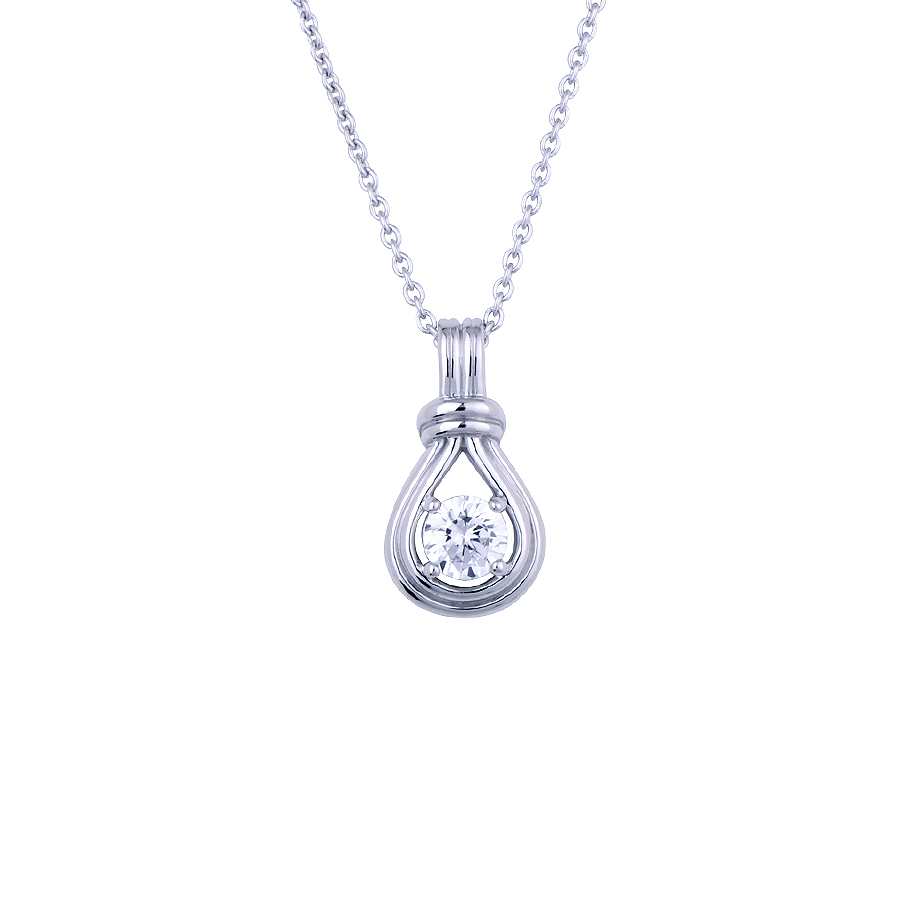 Sterling silver pendant with CZ, rhodium plated. (Chain 18" or 45cm)