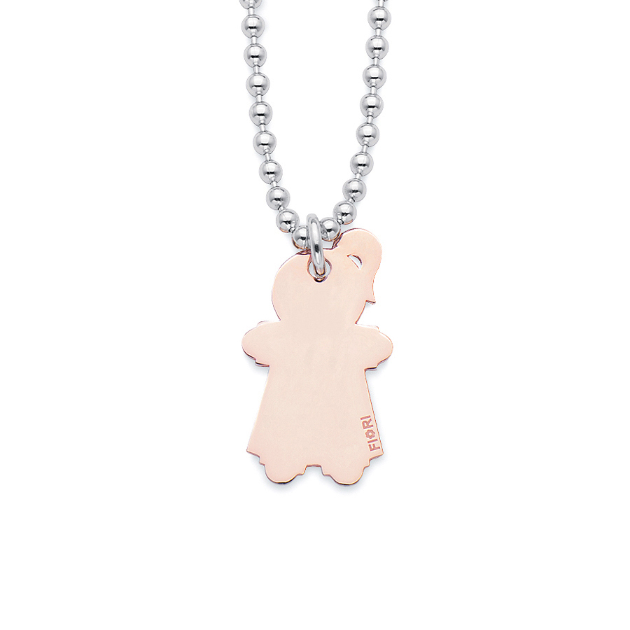Sterling silver pendant, rhodium and rose gold plated. (Large Girl-26mm height)