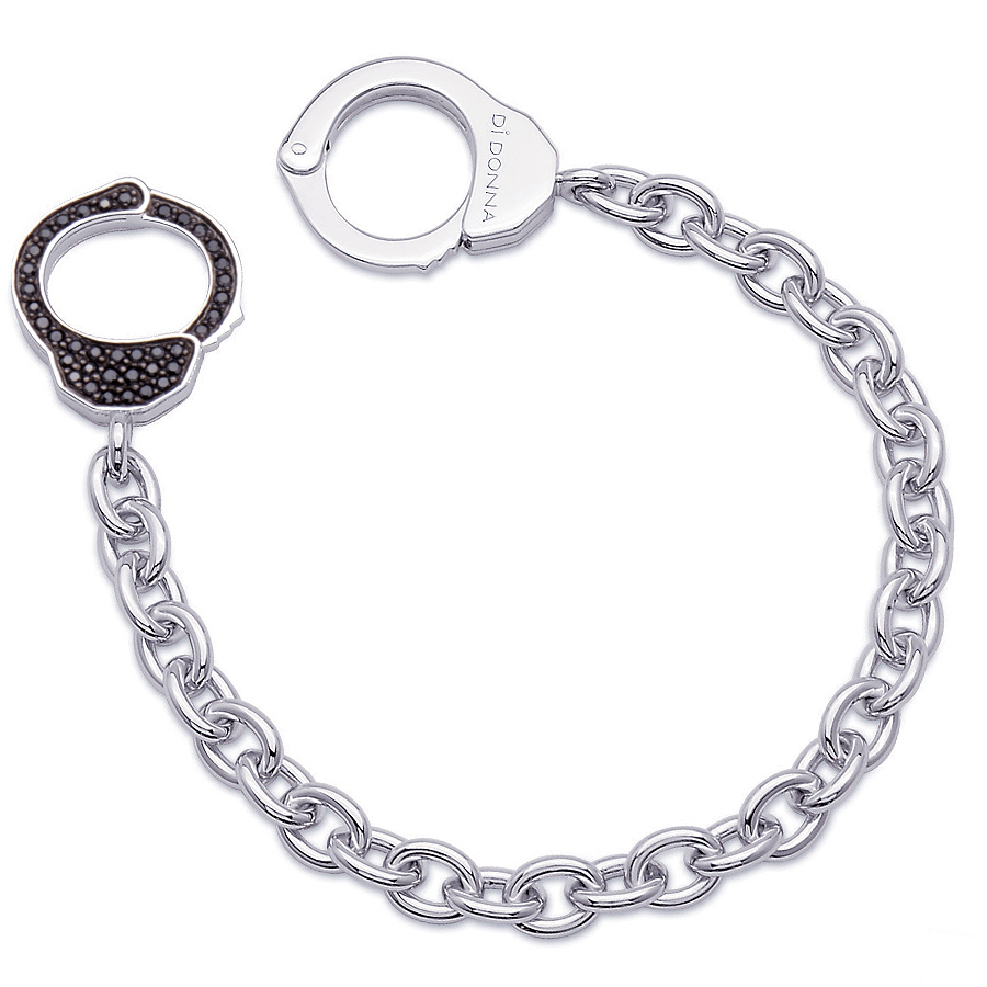 Sterling silver bracelet with black CZ, rhodium plated.