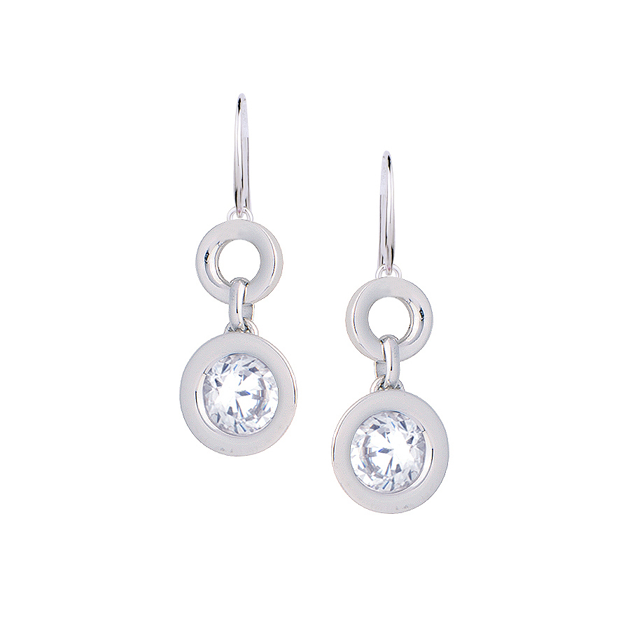 Sterling silver earrings with CZ, rhodium plated.
