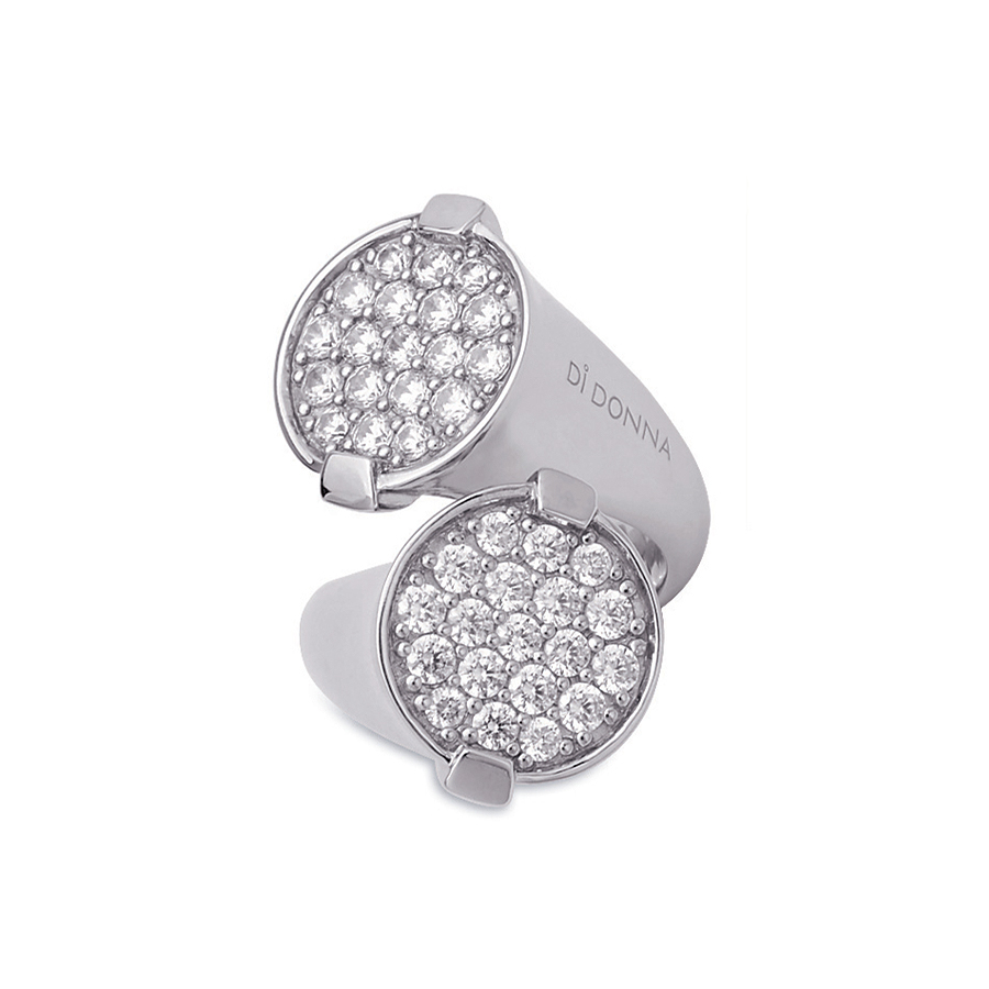 Sterling silver ring with CZ, rhodium plated.