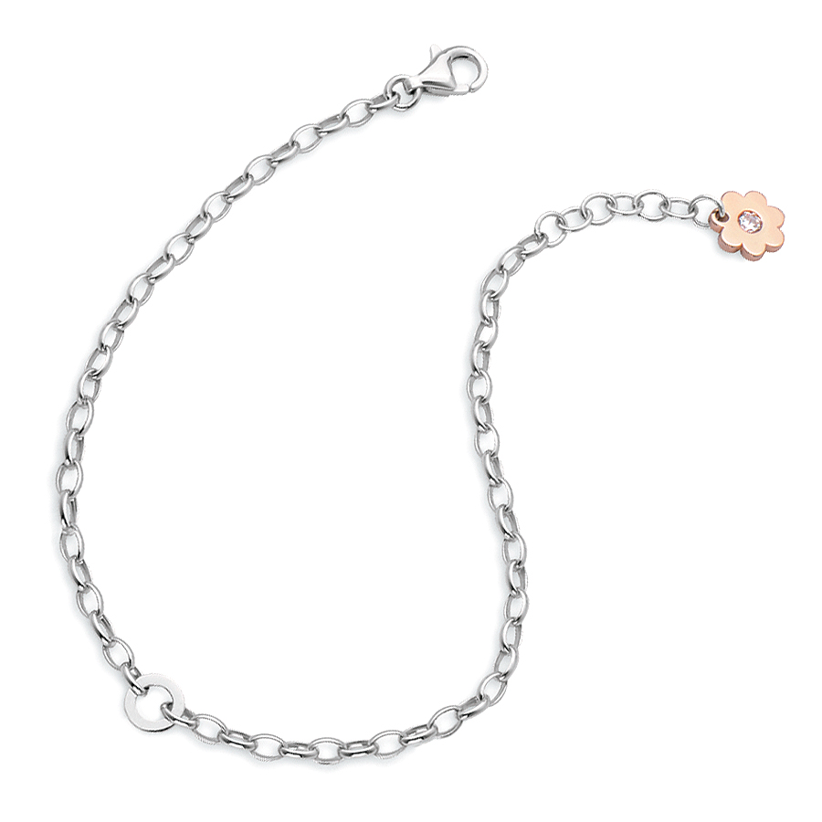 Sterling silver bracelet / 1 charm carrier, rhodium plated.