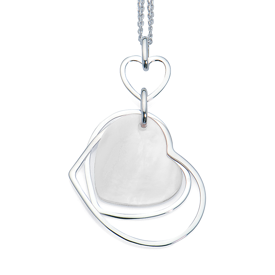 Collier Coeur Nacre Argent Massif Plaqué Or